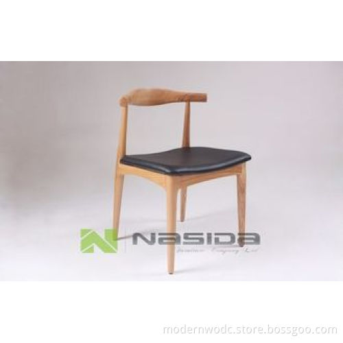 Dining Room Modern Wood Chairs / Hans Wegner Elbow Chair With Leather Cushion